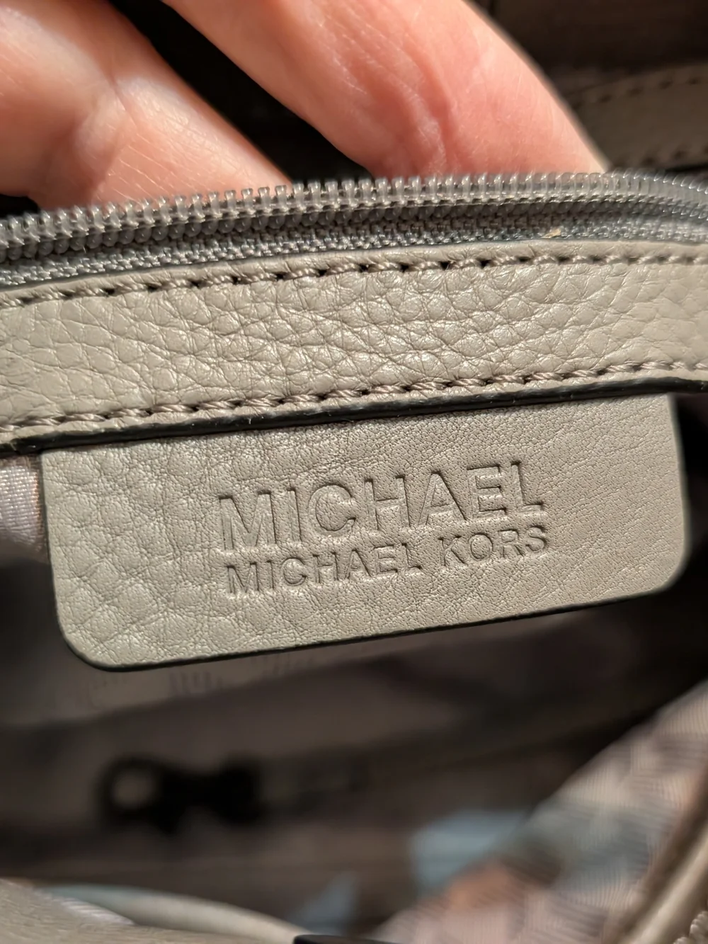 Michael Kors Gray and Black Leather Satchel with MK Medallion